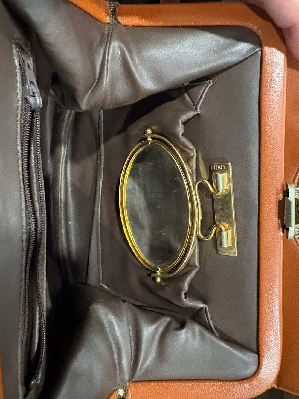 Designer Lou Taylor Vintage Camel Brown Shoulder Bag Purse - Picture 4 of 5